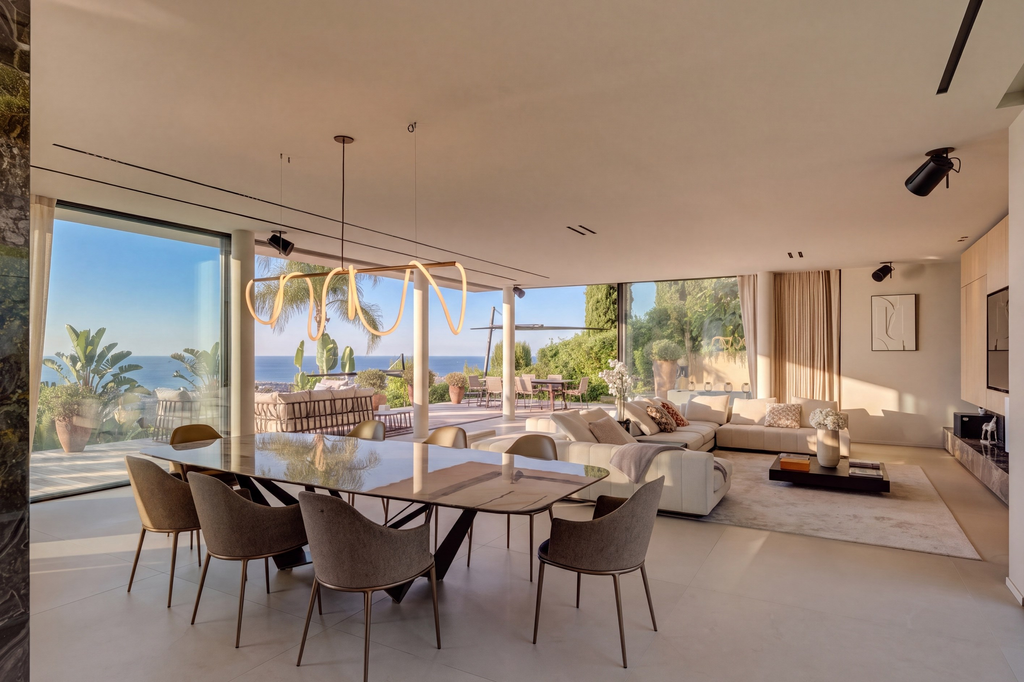 Vallauris contemporary architect villa for sale with five suites, mirror infini…